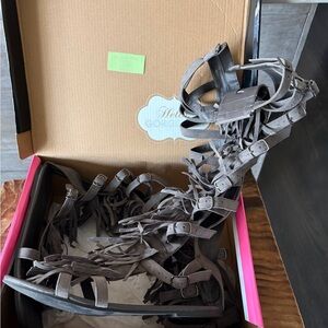 Charlotte Russe Gray Fringe Moccasins